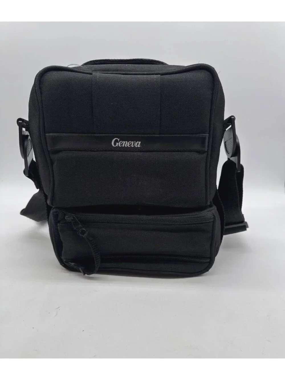 Geneva Black Camera Bag With Adjustable Strap & Detachable Pouch - Multi-Compart